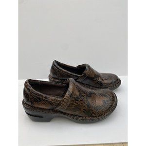 Boc Snake Print Pattern Women's Clog Mule Size 10 M Slip-On Brown
